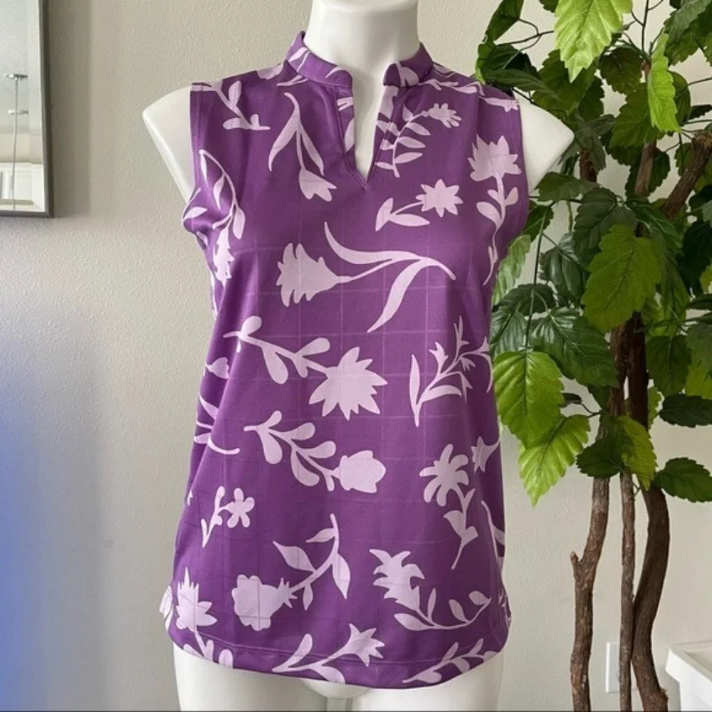 Nike Women's Breathe Floral Printed Sleeveless Polo Size M